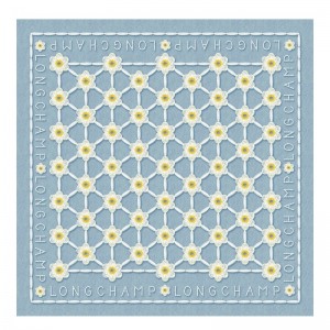 Longchamp Daisies Silk Scarf 50 Blau | 2564YUXSF