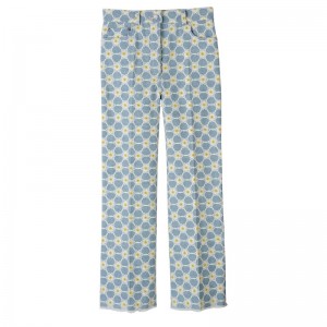 Longchamp Embroidered Denim Trousers Blau | 7950OFDKR