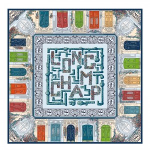 Longchamp Jardin Parisien Silk Scarf 90 Pfauen | 5023TSDZM
