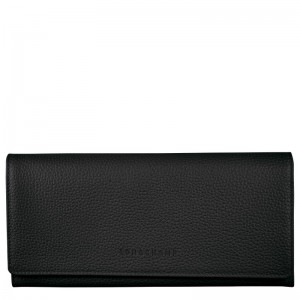 Longchamp Le Foulonné Continental Wallet Schwarz | 0418KZYND