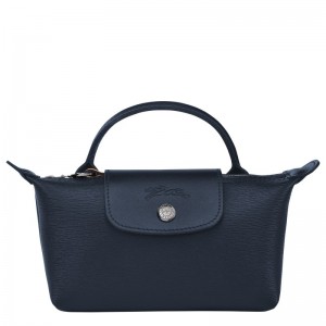 Longchamp Le Pliage City Pouch With Handle Navy | 7293SOJNQ