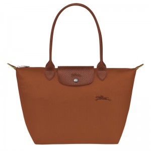 Longchamp Le Pliage Green M Tote Bag Cognac | 1258TUXHR