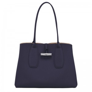 Longchamp Le Roseau L Tote Bag Bilberry | 0541UQNOD