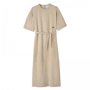 Longchamp Leder Long Kleider Linen | 8267UTKIG