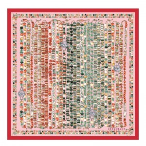 Longchamp Pearl Necklace Silk Scarf 50 Tomato | 8543APGVK