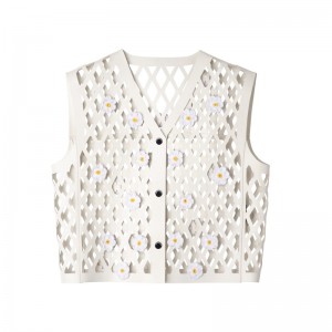 Longchamp Sleeveless Cardigan Ecru | 9875LNSFM
