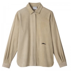 Longchamp Straight Leather Shirt Linen | 1238PQWXZ