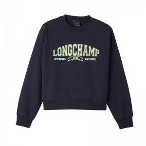 Longchamp Sweatshirt Navy | 8391CBFWX
